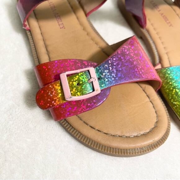 Laura Ashley Girl's Blue & Pink Rainbow Open Toe Flat Sandal Toddler Size 10 - Picture 2 of 11
